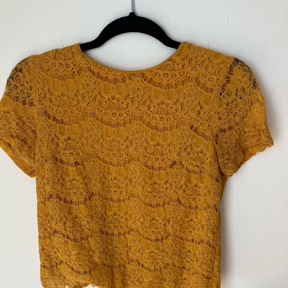 Monteau Mustard Lace Blouse